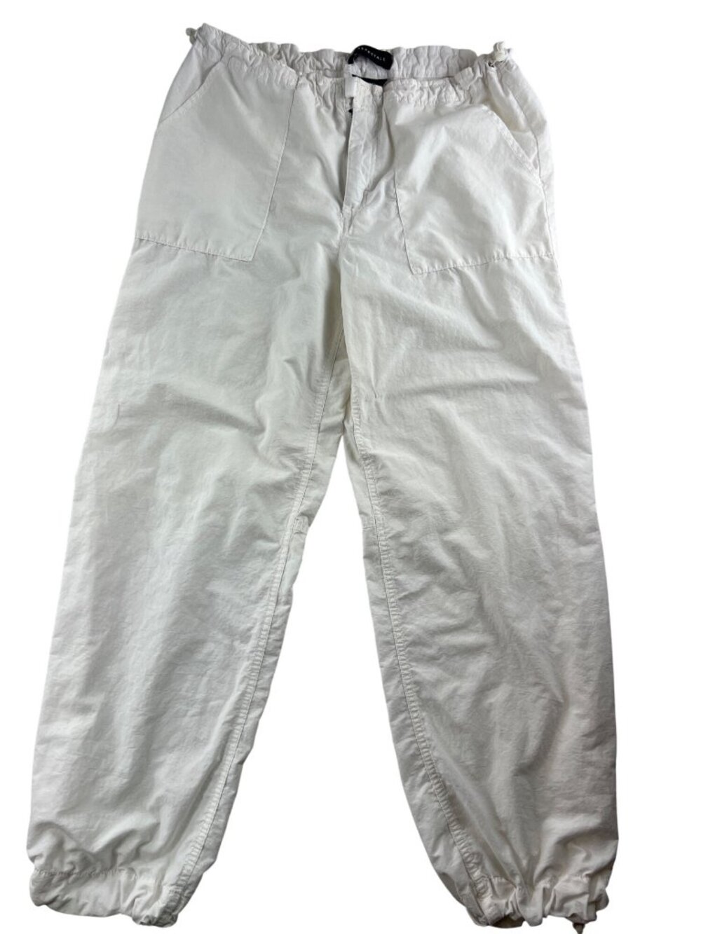 Aeropostale Baggy Pants White Cotton Nylon Elastic Waist Cuffed Size Small Y2K